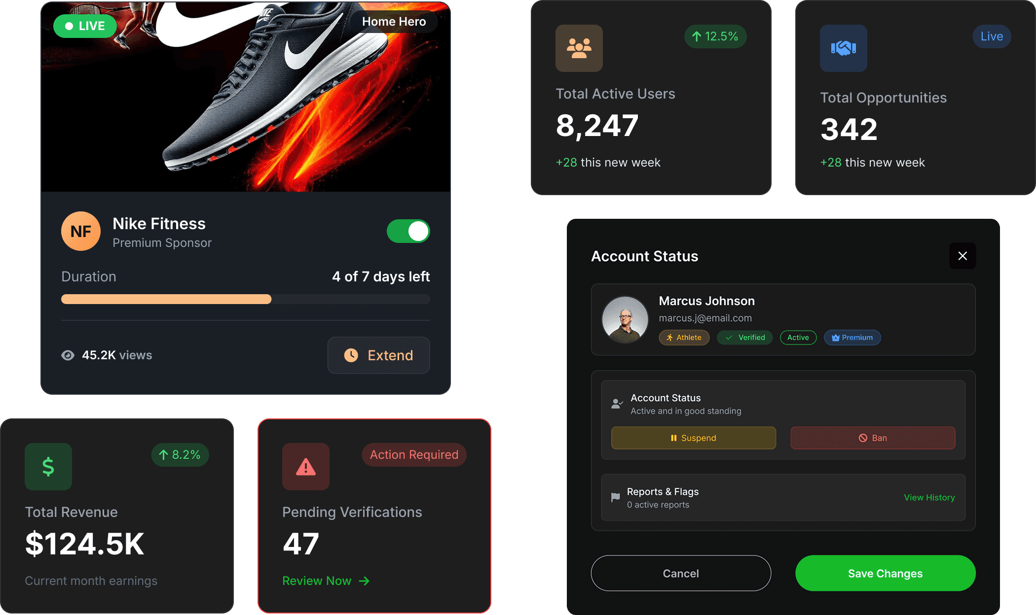 Admin portal and ads system UI components
