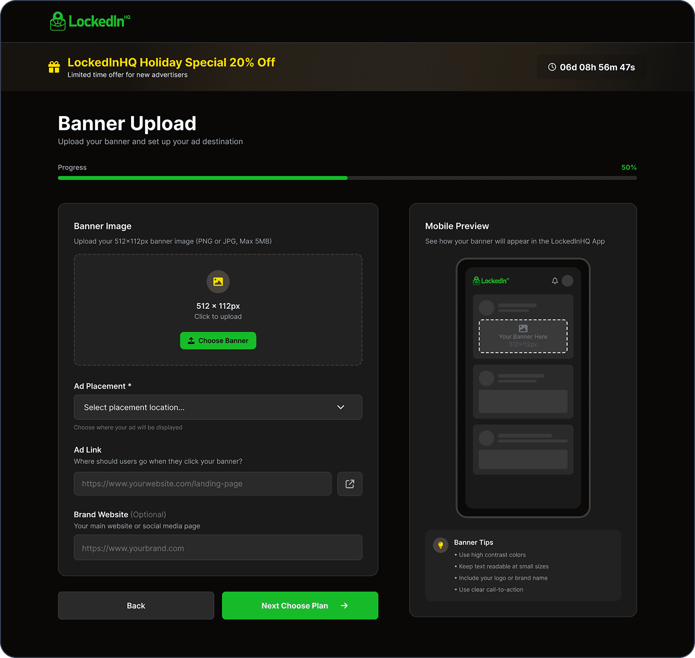 Ad registration submission flow step two