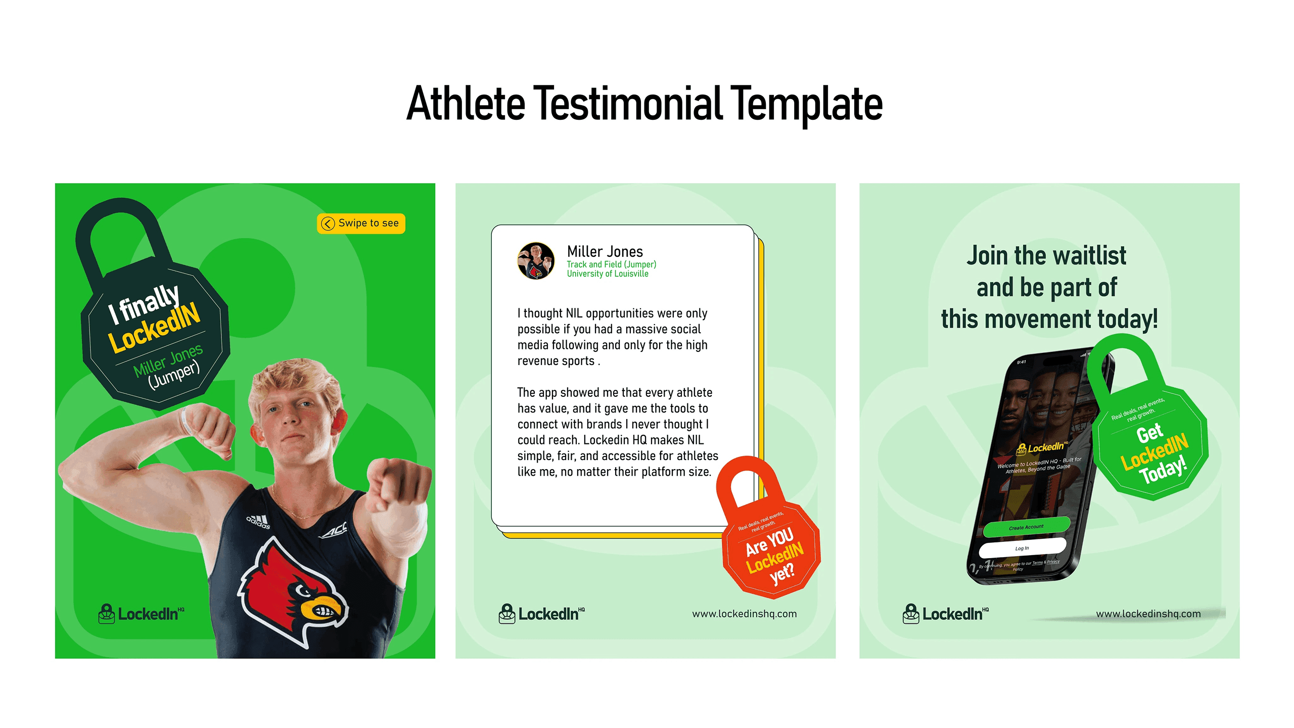 LockedIn HQ Athlete Testimonial Template