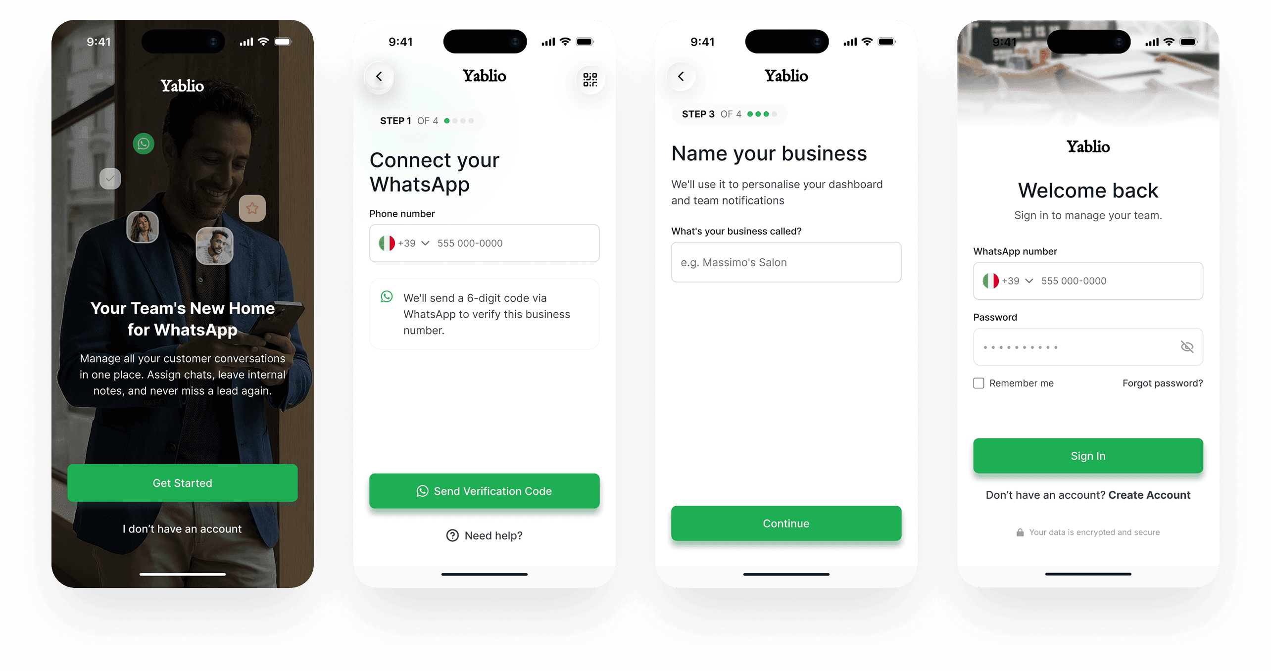 Yablio Registration Flow Screens